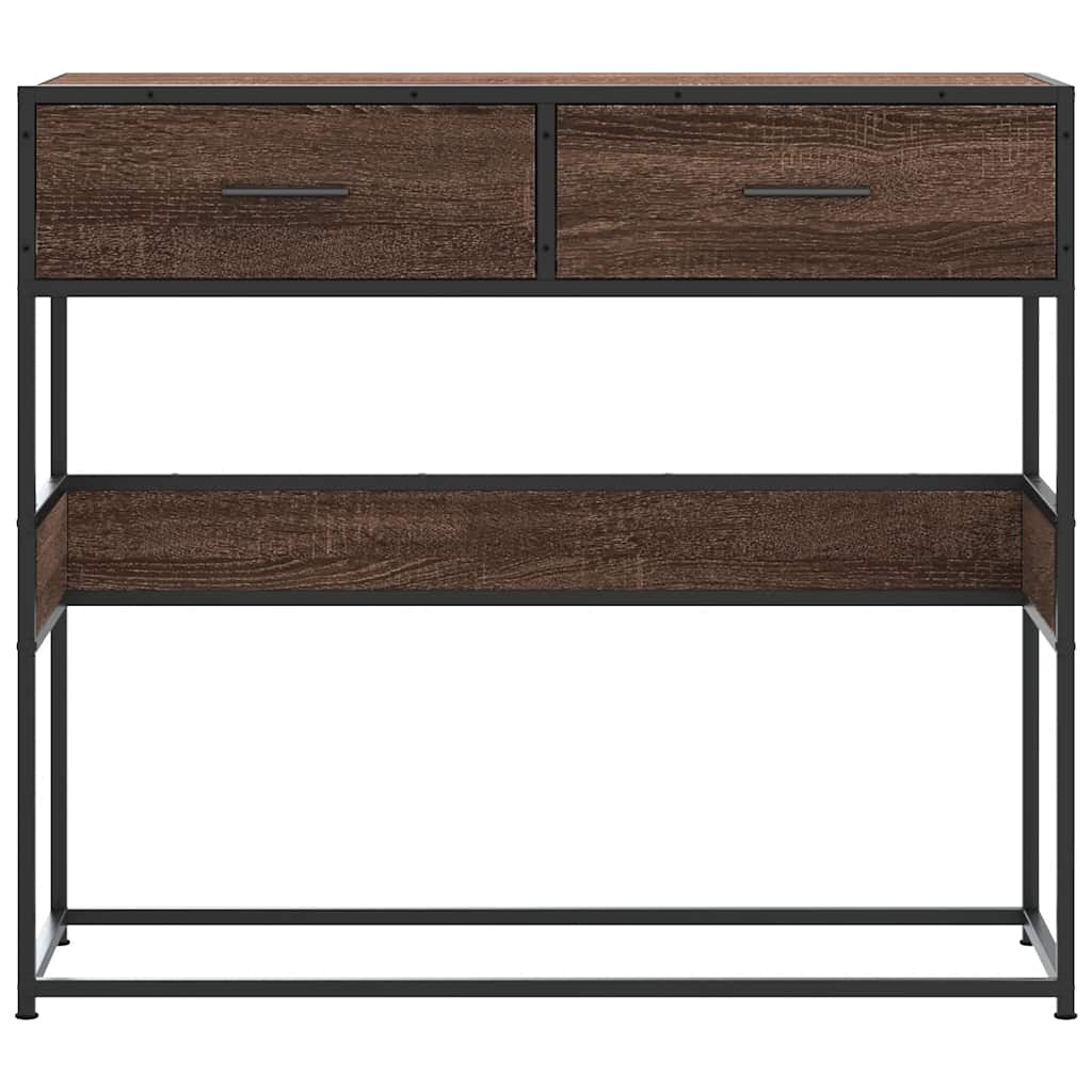 Table console chêne marron 90x35x80 cm bois d'ingénierie - XIOS