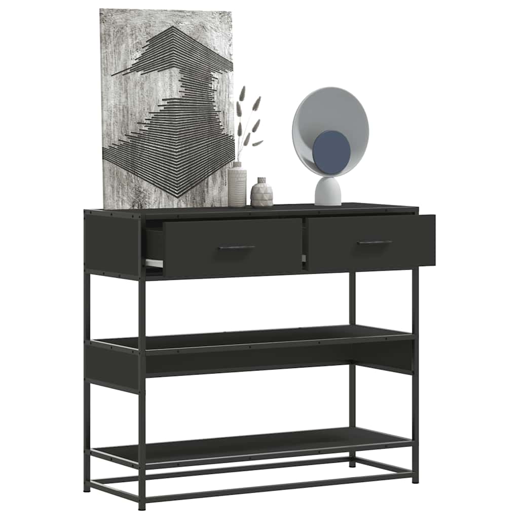 Table console noir 90x35x80 cm bois d'ingénierie - XIOS
