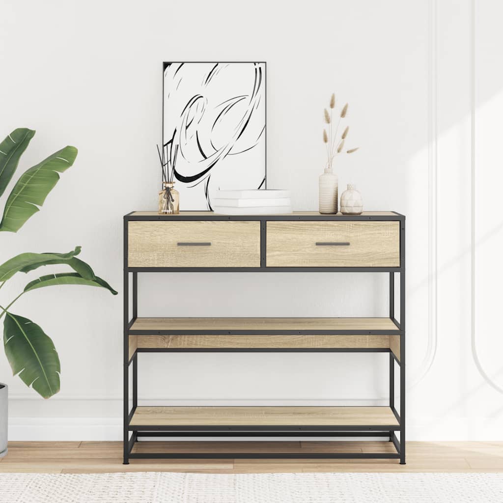 Table console chêne sonoma 90x35x80 cm bois d'ingénierie - XIOS