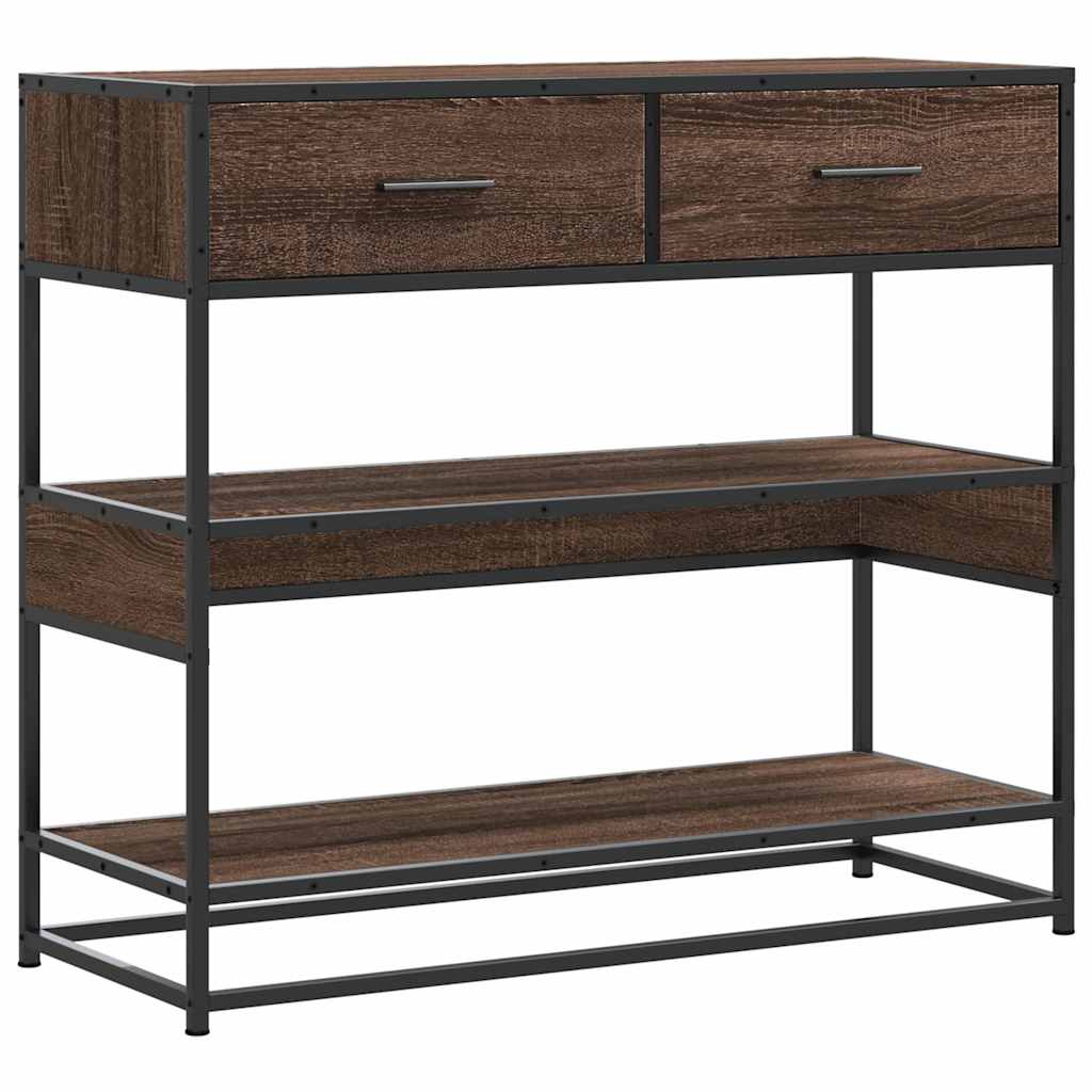 Table console chêne marron 90x35x80 cm bois d'ingénierie - XIOS