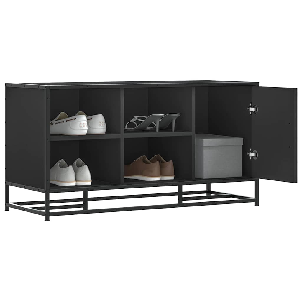 Banc à chaussures noir 100x40x53,5cm bois d'ingénierie et métal - XIOS