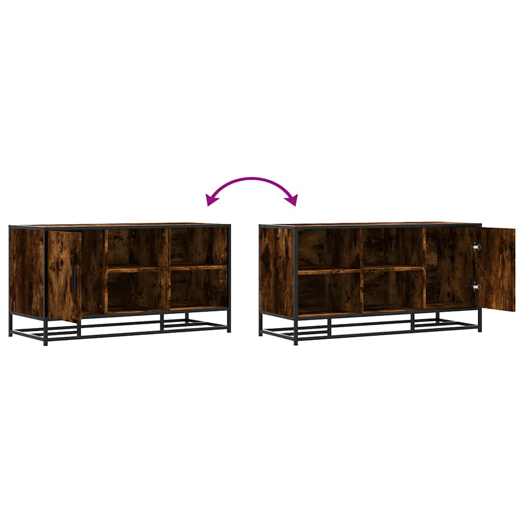 Banc à chaussures chêne fumé bois d'ingénierie et métal - XIOS