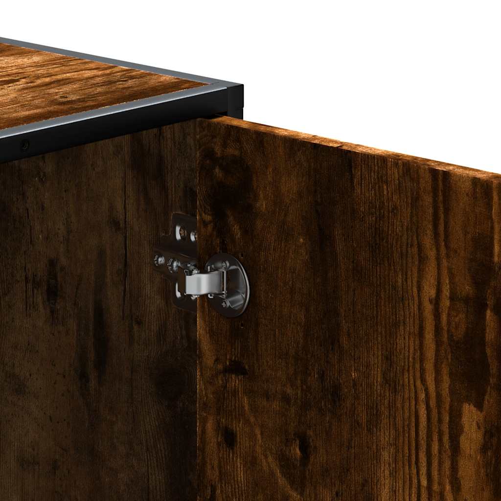 Banc à chaussures chêne fumé bois d'ingénierie et métal - XIOS