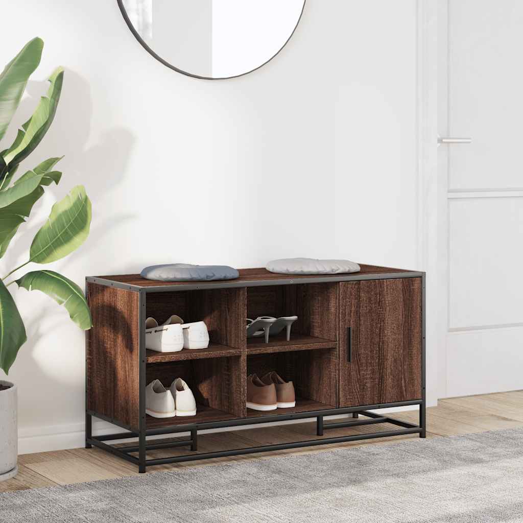 Banc à chaussures chêne marron bois d'ingénierie et métal - XIOS
