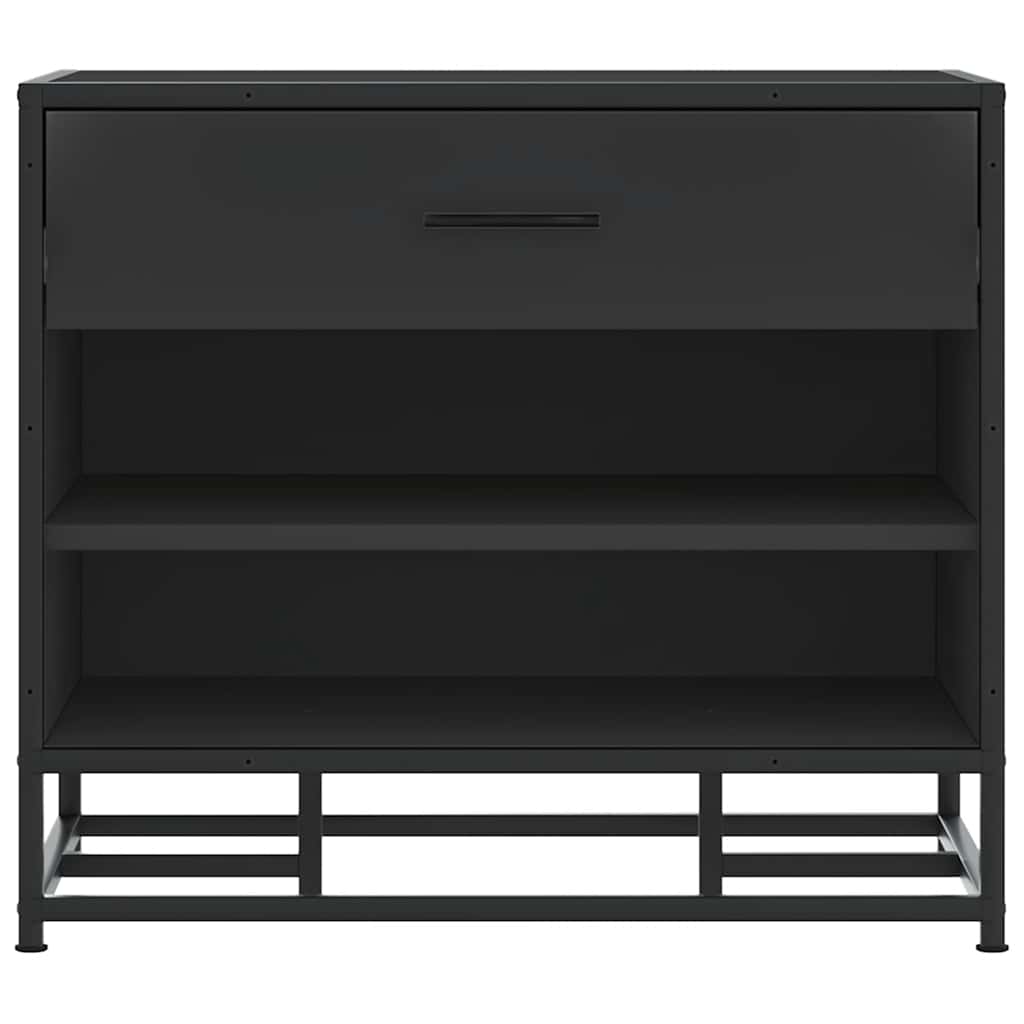 Banc à chaussures noir 60x40x53,5 cm bois d'ingénierie et métal - XIOS