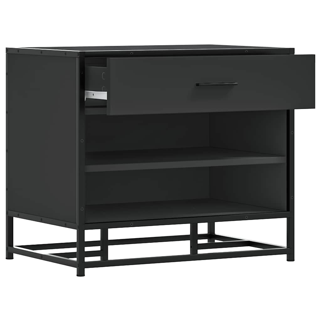 Banc à chaussures noir 60x40x53,5 cm bois d'ingénierie et métal - XIOS