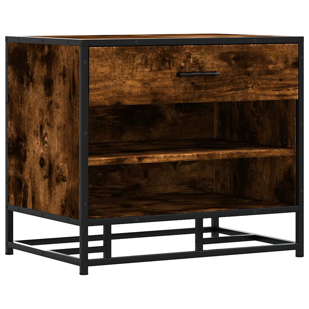 Banc à chaussures chêne fumé bois d'ingénierie et métal - XIOS