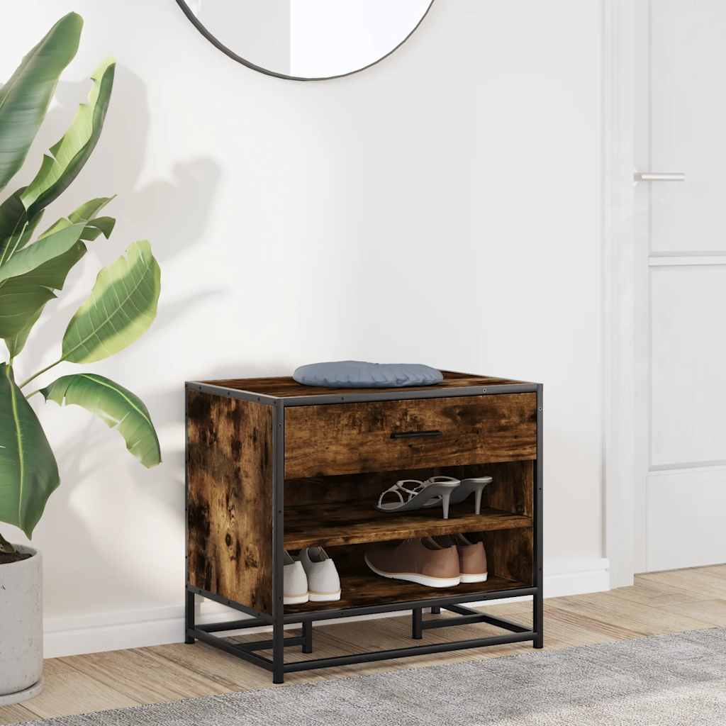 Banc à chaussures chêne fumé bois d'ingénierie et métal - XIOS