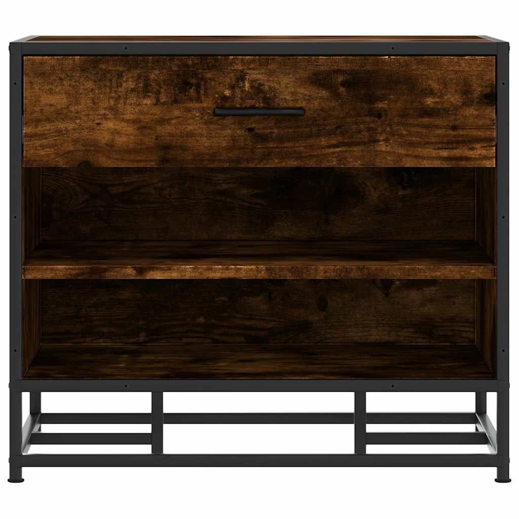 Banc à chaussures chêne fumé bois d'ingénierie et métal - XIOS