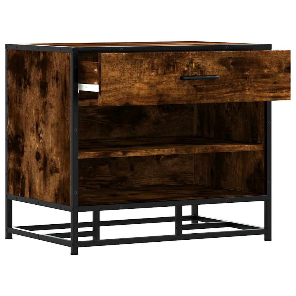 Banc à chaussures chêne fumé bois d'ingénierie et métal - XIOS