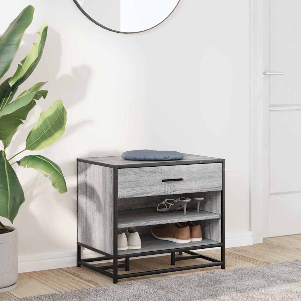 Banc à chaussures sonoma gris bois d'ingénierie et métal - XIOS