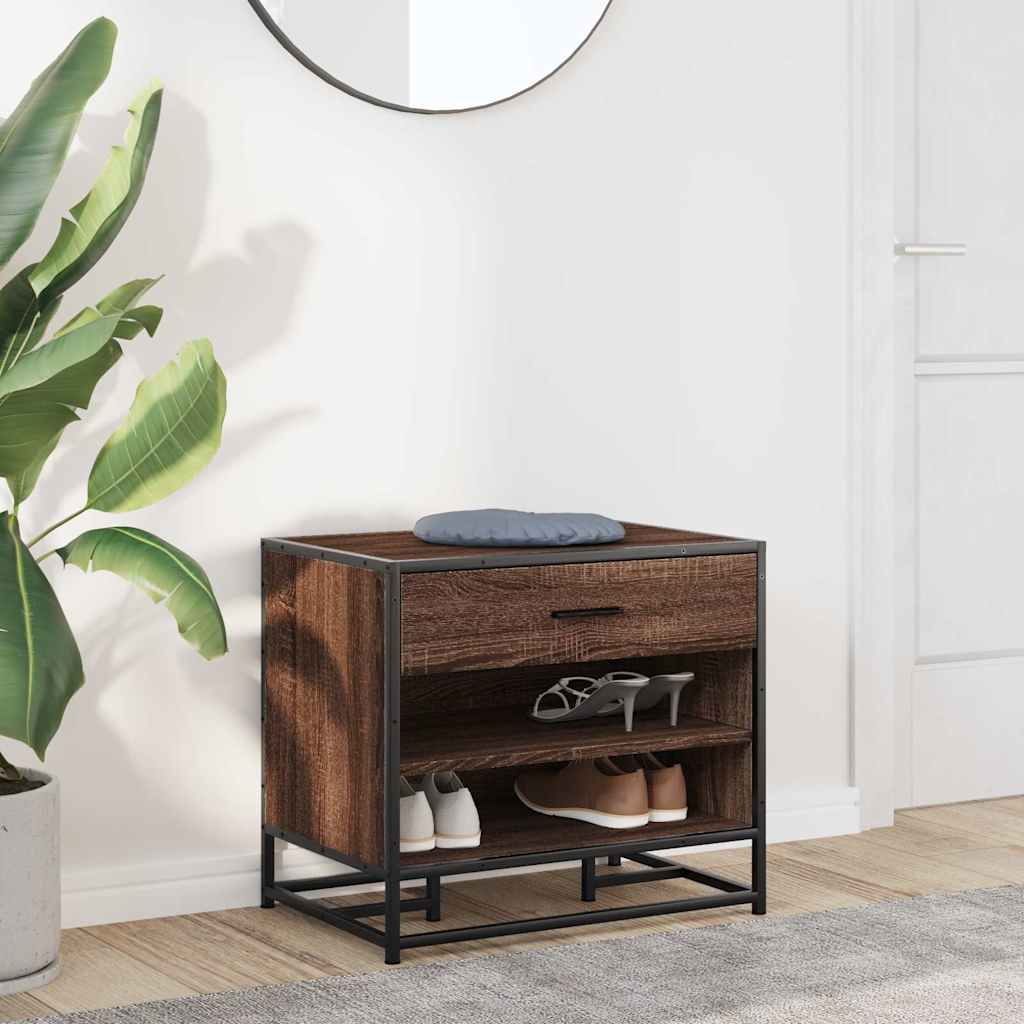 Banc à chaussures chêne marron bois d'ingénierie et métal - XIOS
