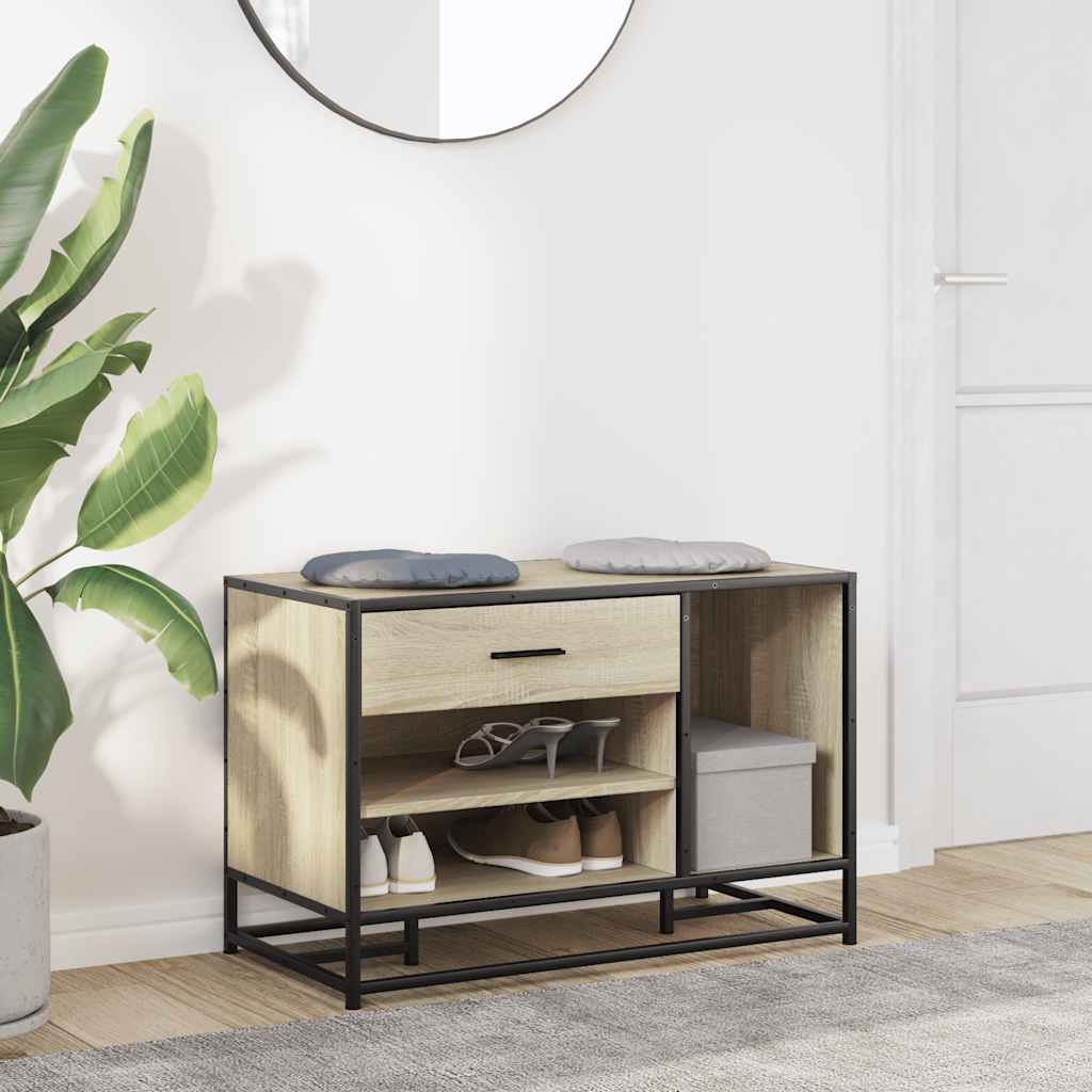Banc à chaussures chêne sonoma bois d'ingénierie et métal - XIOS