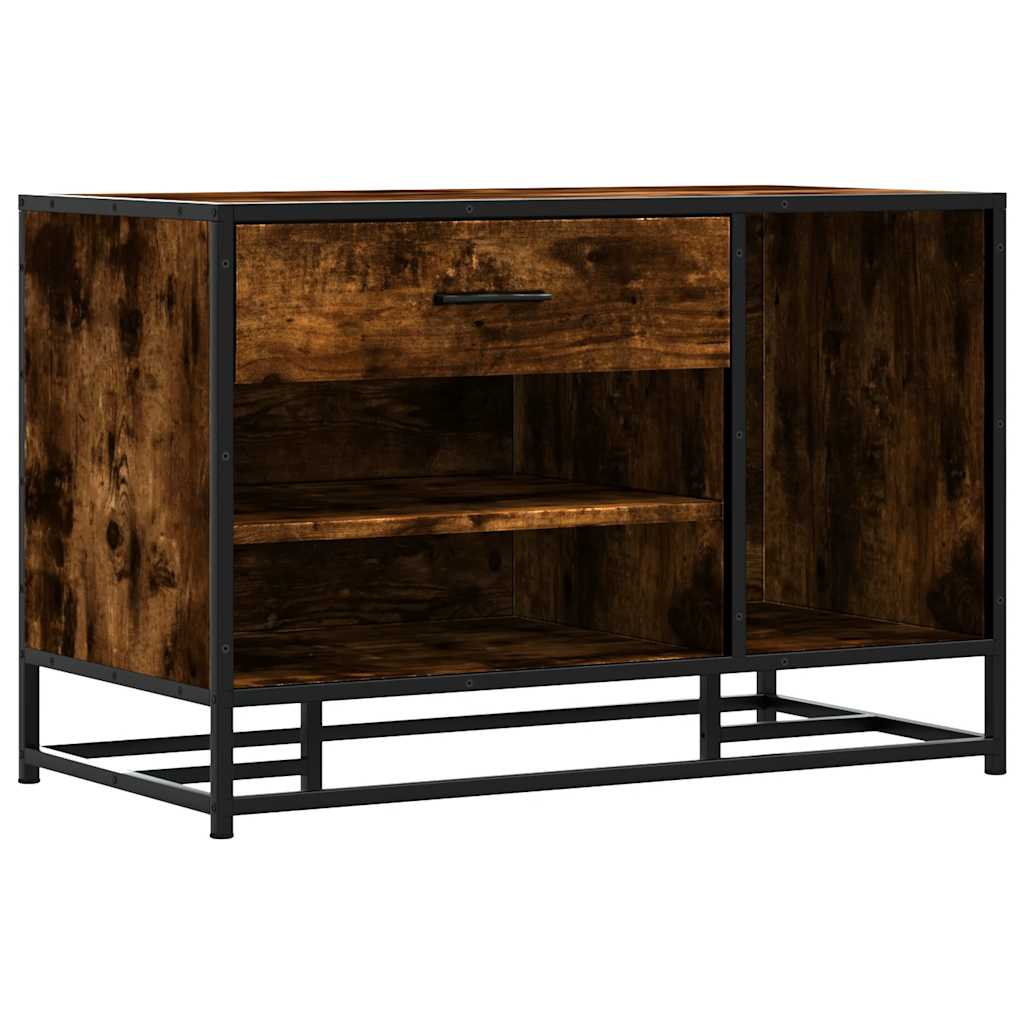 Banc à chaussures chêne fumé bois d'ingénierie et métal - XIOS