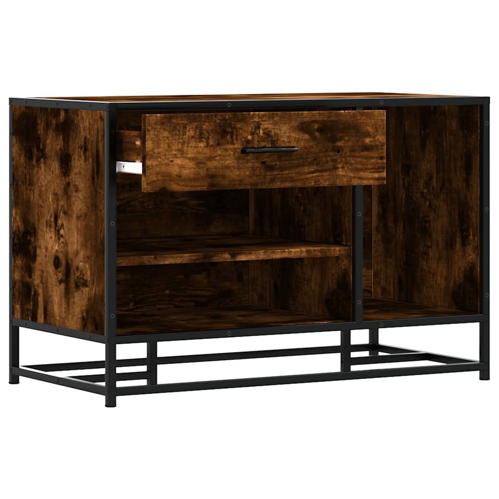 Banc à chaussures chêne fumé bois d'ingénierie et métal - XIOS