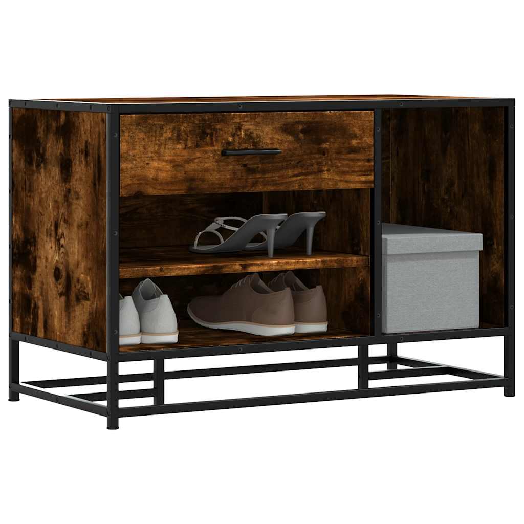Banc à chaussures chêne fumé bois d'ingénierie et métal - XIOS