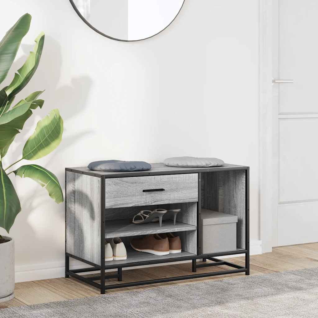 Banc à chaussures sonoma gris bois d'ingénierie et métal - XIOS