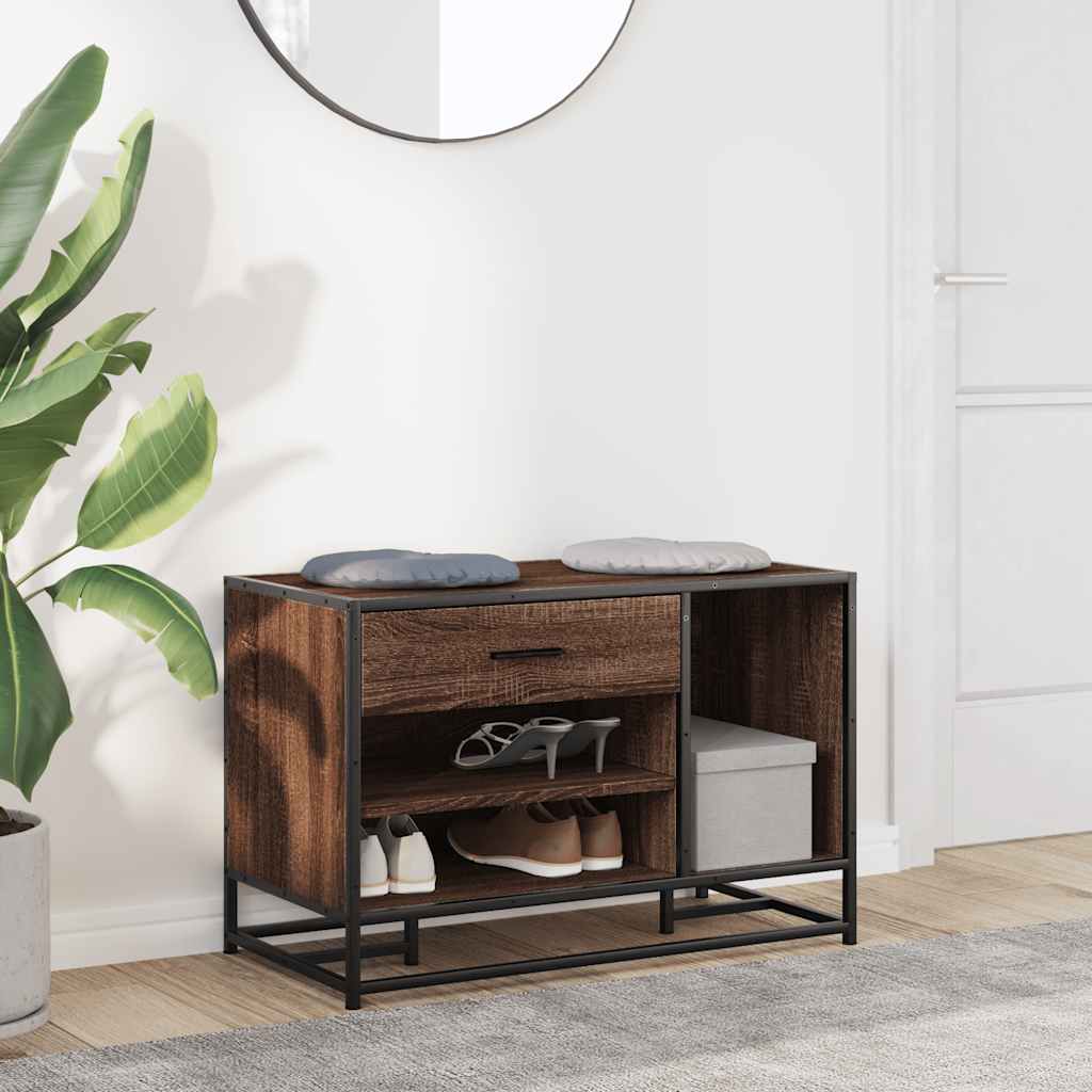 Banc à chaussures chêne marron bois d'ingénierie et métal - XIOS