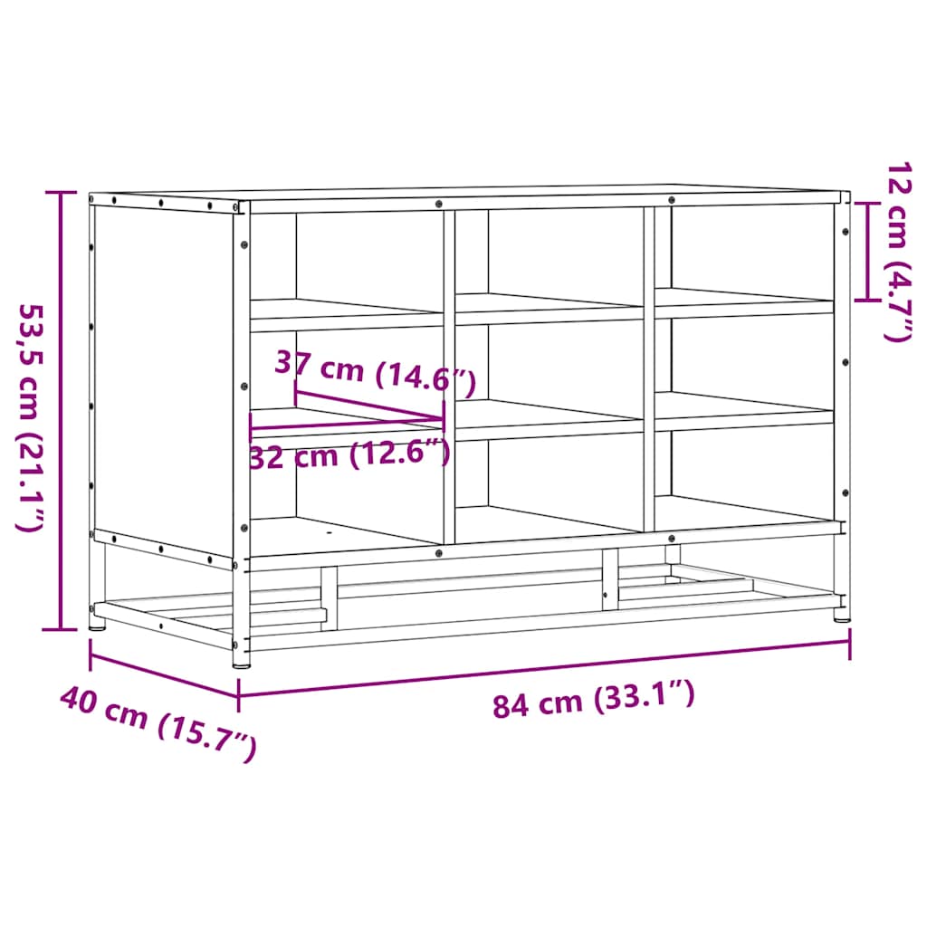 Banc à chaussures chêne sonoma bois d'ingénierie et métal - XIOS