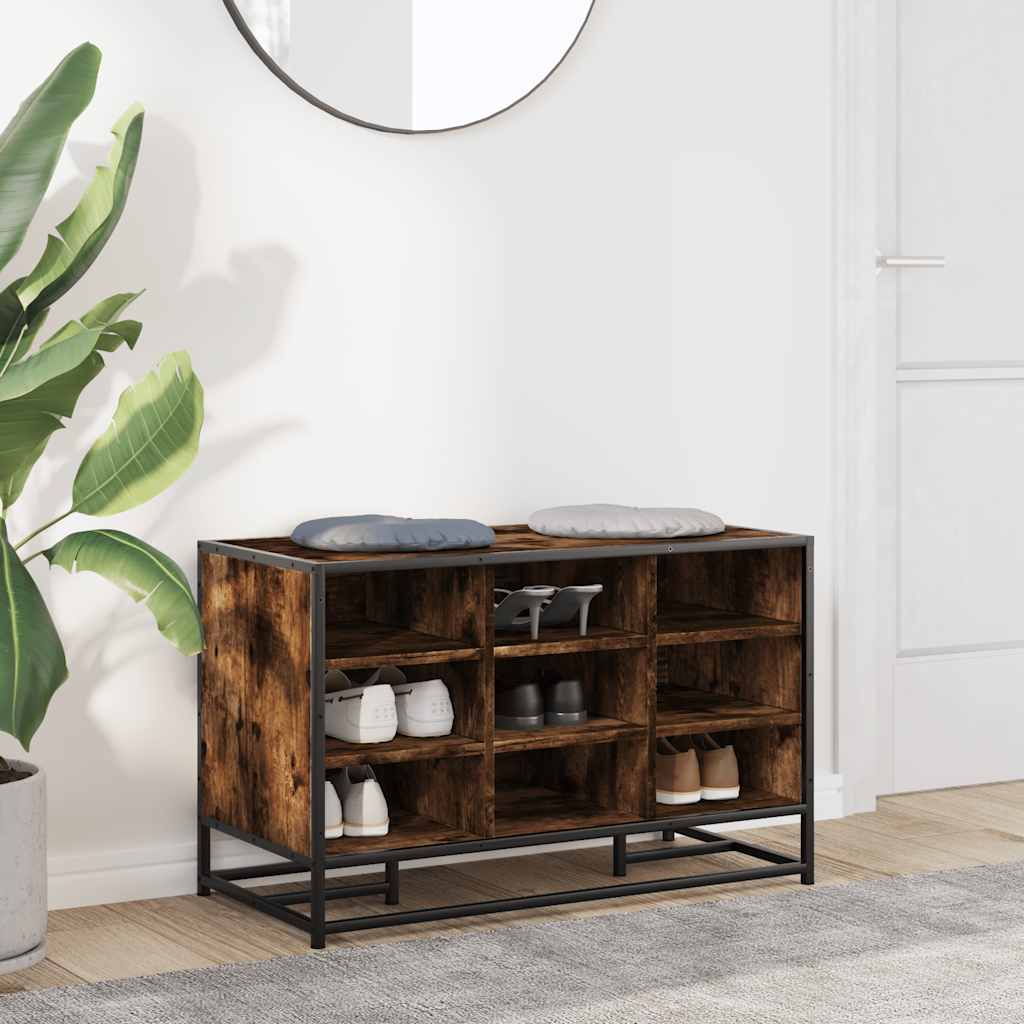 Banc à chaussures chêne fumé bois d'ingénierie et métal - XIOS