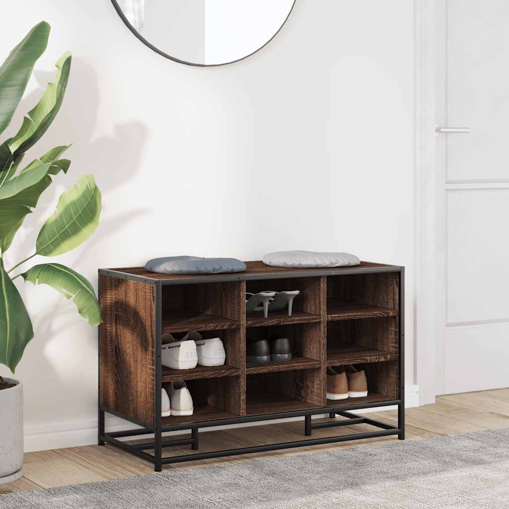 Banc à chaussures chêne marron bois d'ingénierie et métal - XIOS