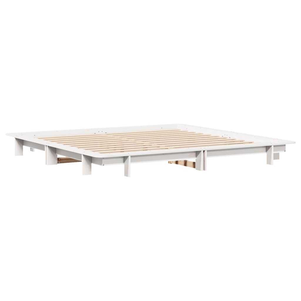Cadre de lit sans matelas blanc 160x200 cm bois de pin massif - XIOS