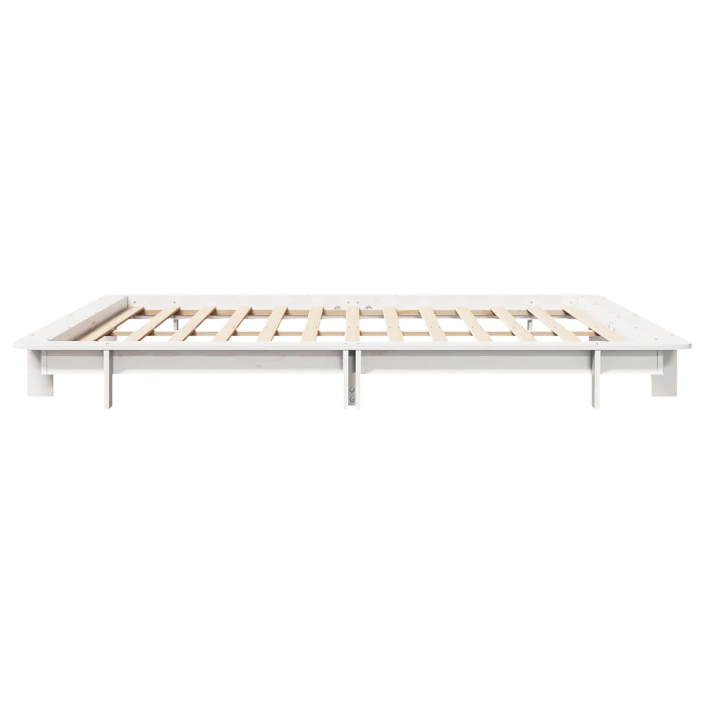 Cadre de lit sans matelas blanc 160x200 cm bois de pin massif - XIOS