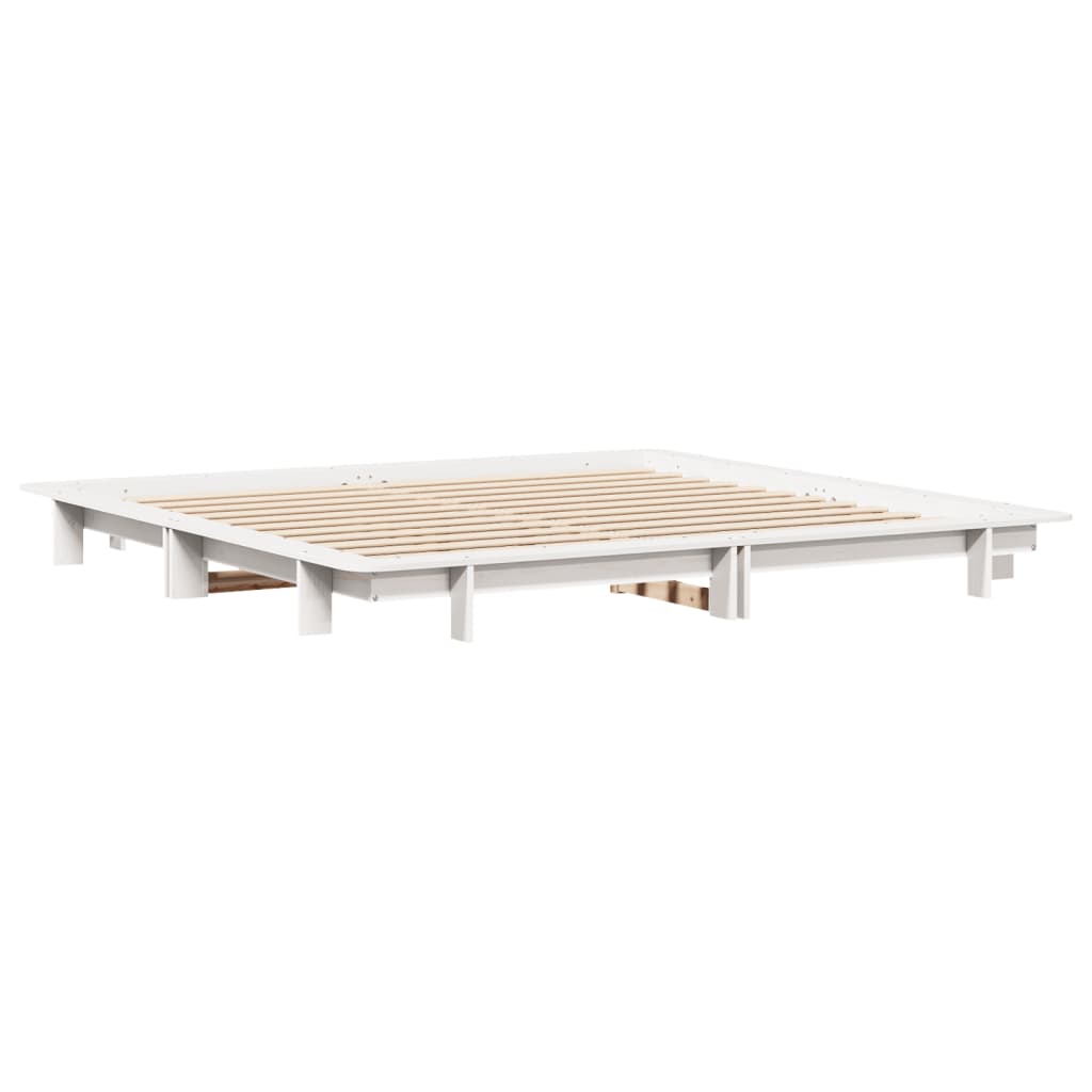 Cadre de lit sans matelas blanc 160x200 cm bois de pin massif - XIOS