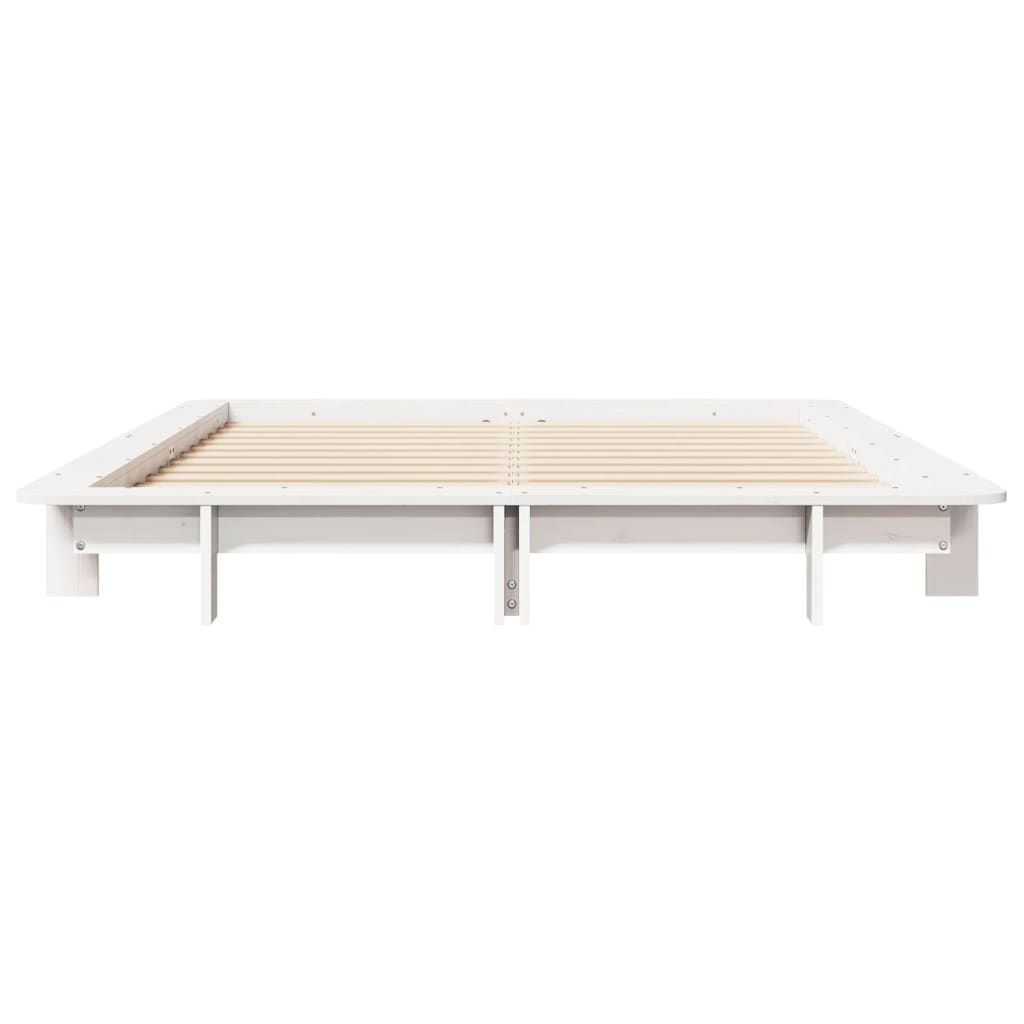 Cadre de lit sans matelas blanc 140x200 cm bois de pin massif - XIOS