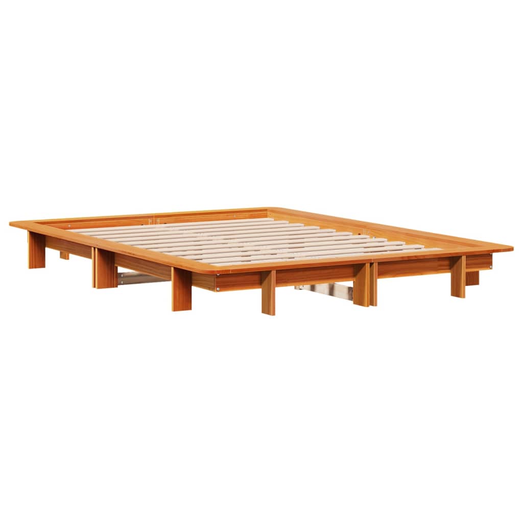 Cadre de lit sans matelas cire marron 120x200cm bois pin massif - XIOS