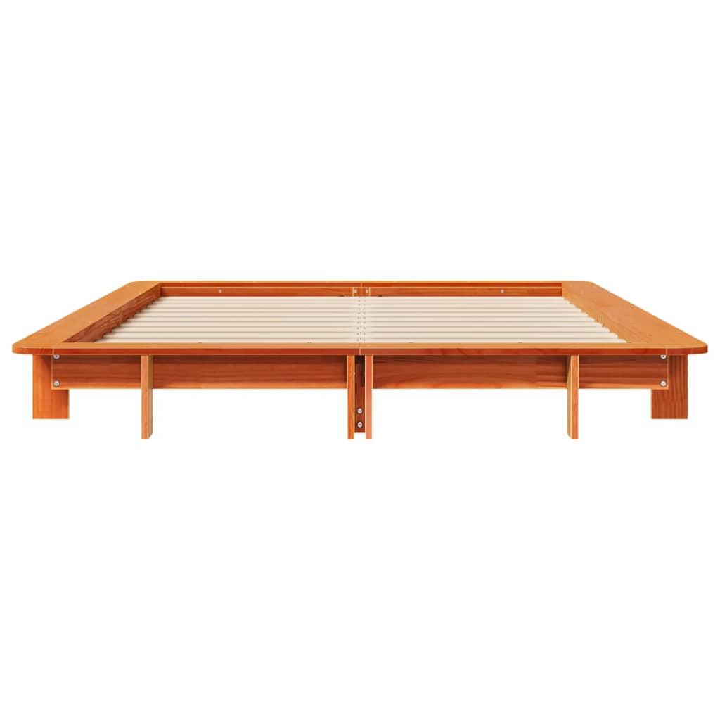 Cadre de lit sans matelas cire marron 120x200cm bois pin massif - XIOS