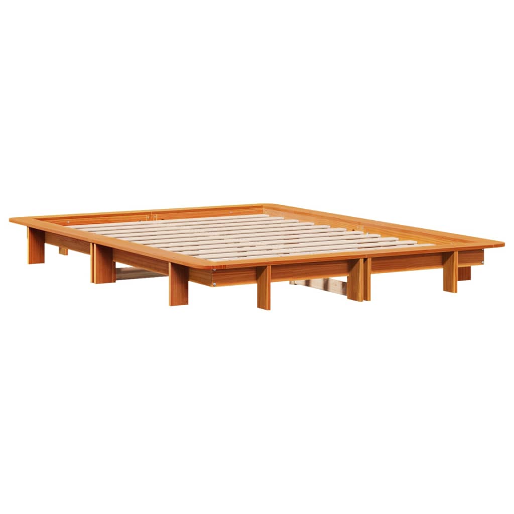 Cadre de lit sans matelas cire marron 120x200cm bois pin massif - XIOS