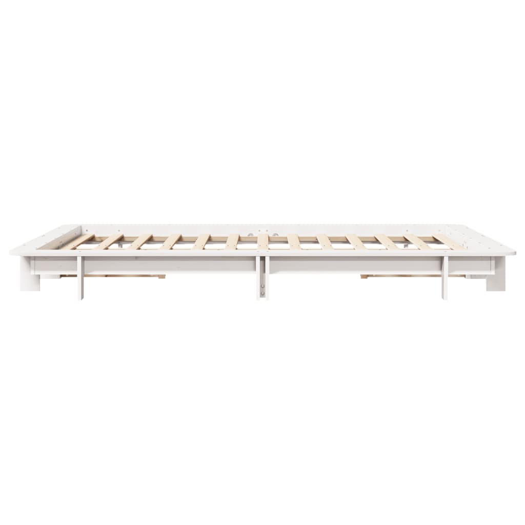 Cadre de lit sans matelas blanc 140x190 cm bois de pin massif - XIOS