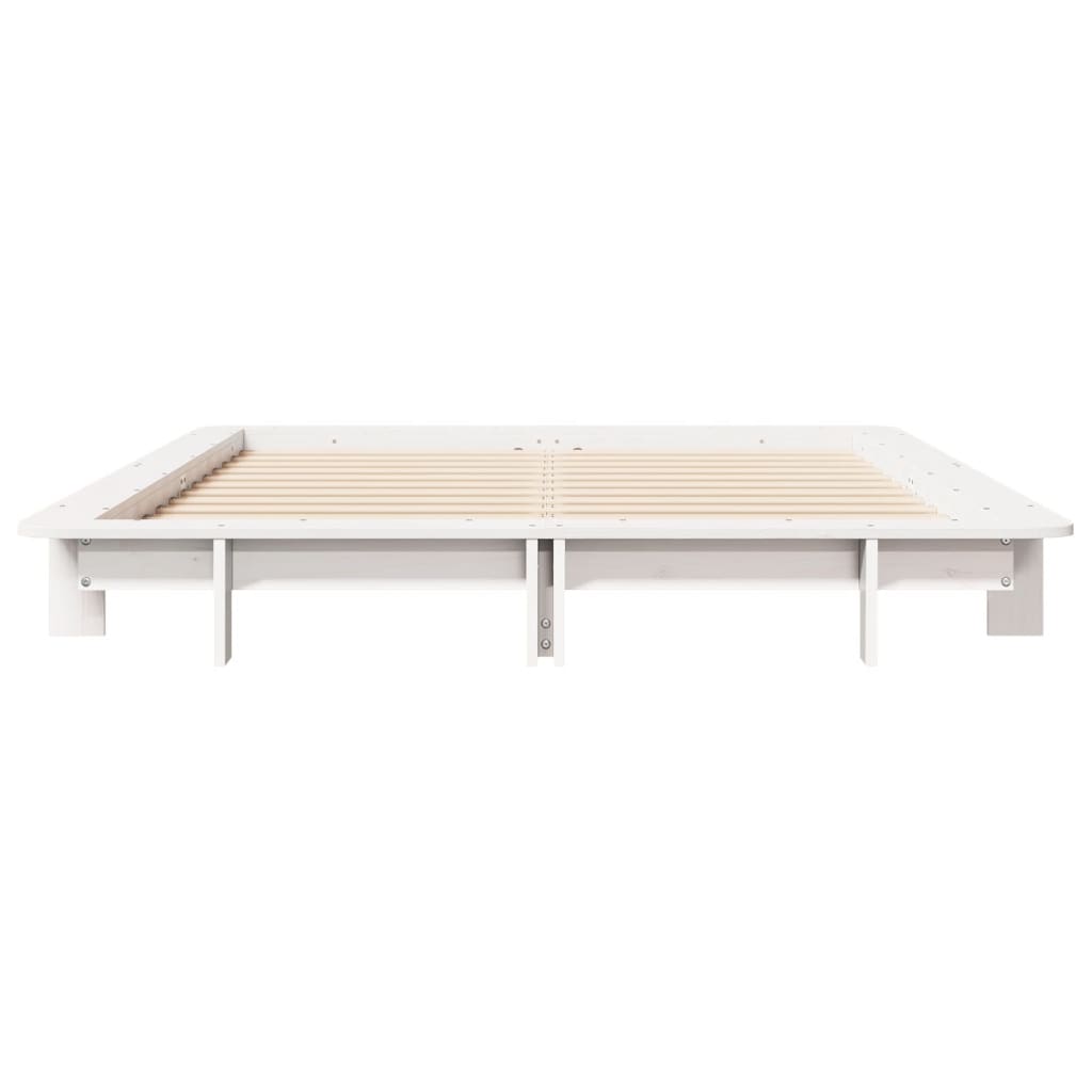 Cadre de lit sans matelas blanc 135x190 cm bois de pin massif - XIOS