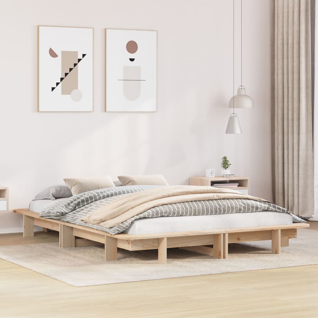 Cadre de lit sans matelas 120x190 cm bois de pin massif - XIOS