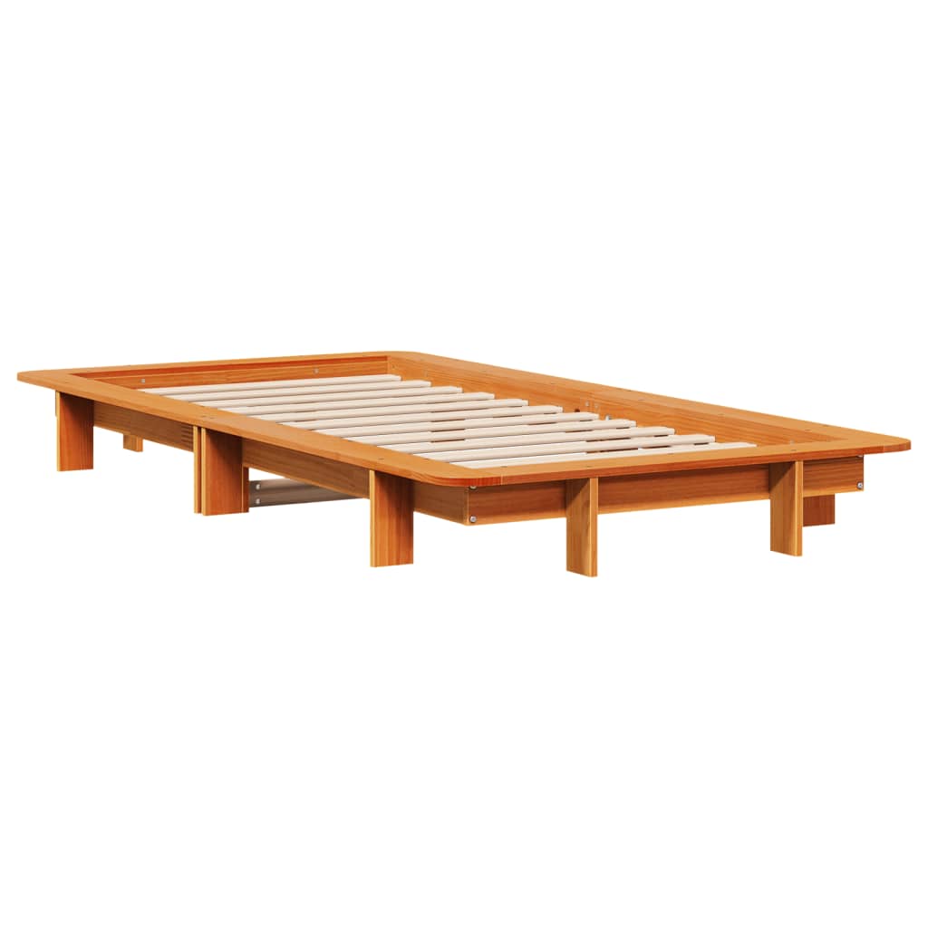 Cadre de lit sans matelas cire marron 75x190 cm bois pin massif - XIOS