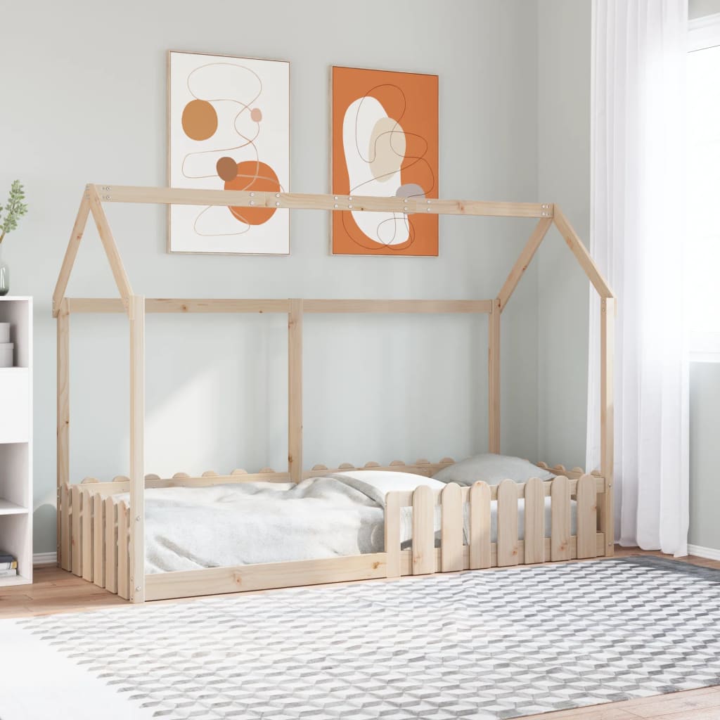 Cadre de lit d'enfants forme de maison sans matelas pin massif - XIOS