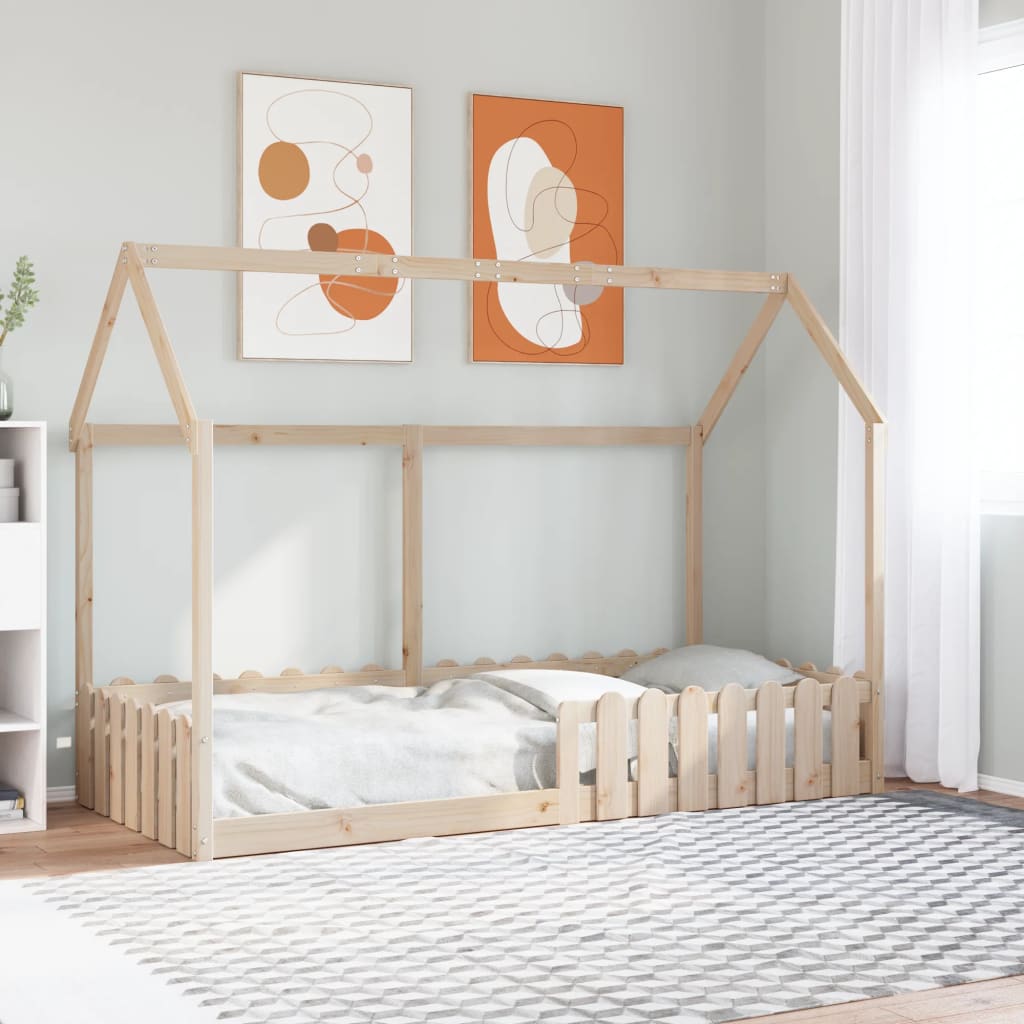 Cadre de lit d'enfants forme de maison sans matelas pin massif - XIOS