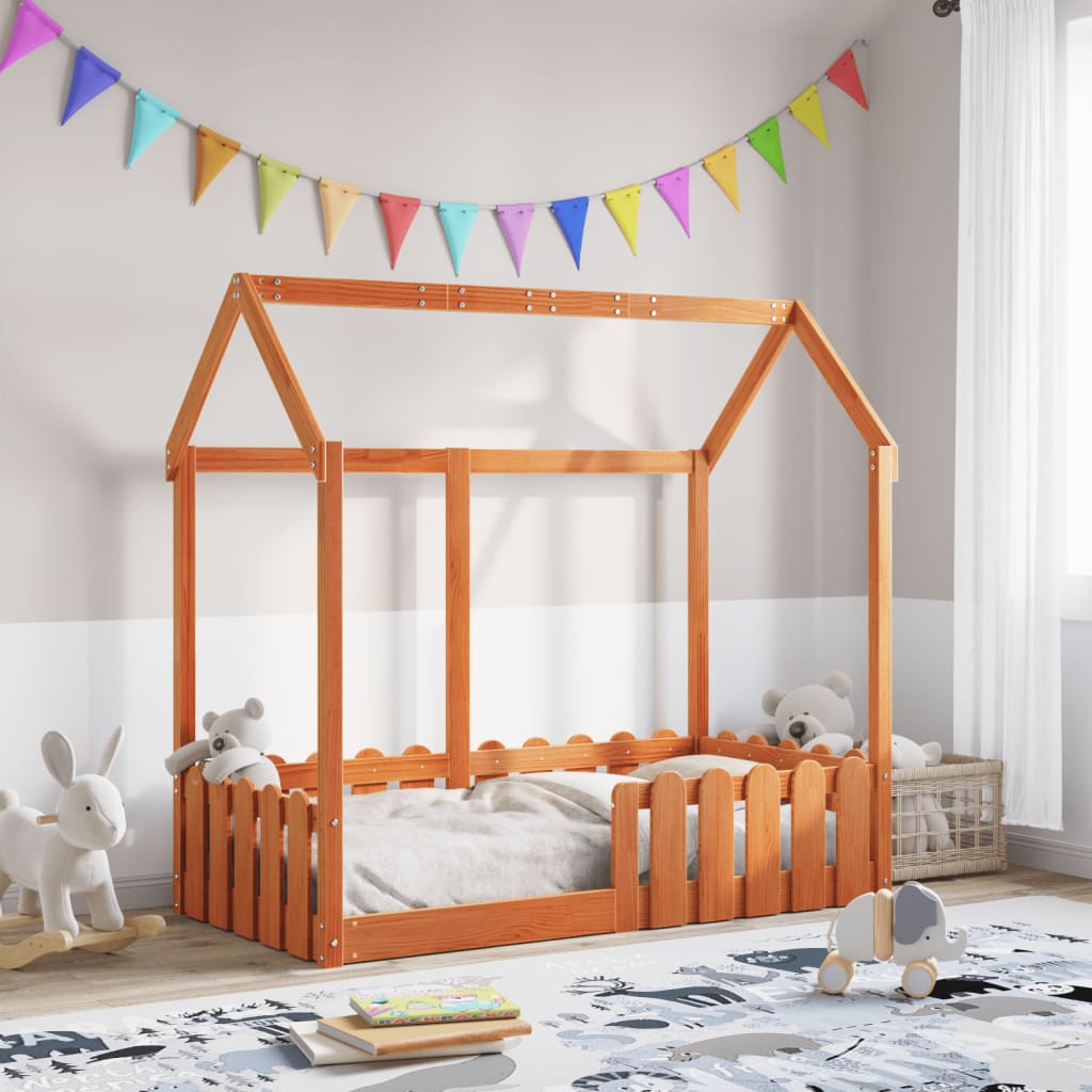 Cadre de lit d'enfants forme de maison sans matelas 70x140 cm - XIOS