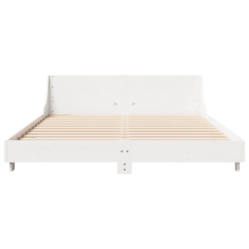 Cadre de lit sans matelas blanc 160x200 cm bois de pin massif - XIOS