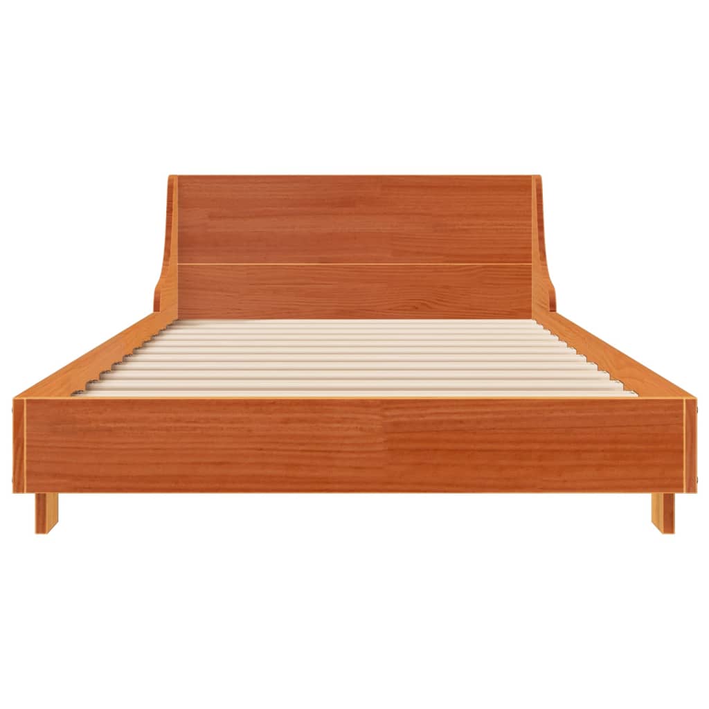 Cadre de lit sans matelas cire marron 90x200 cm bois pin massif - XIOS