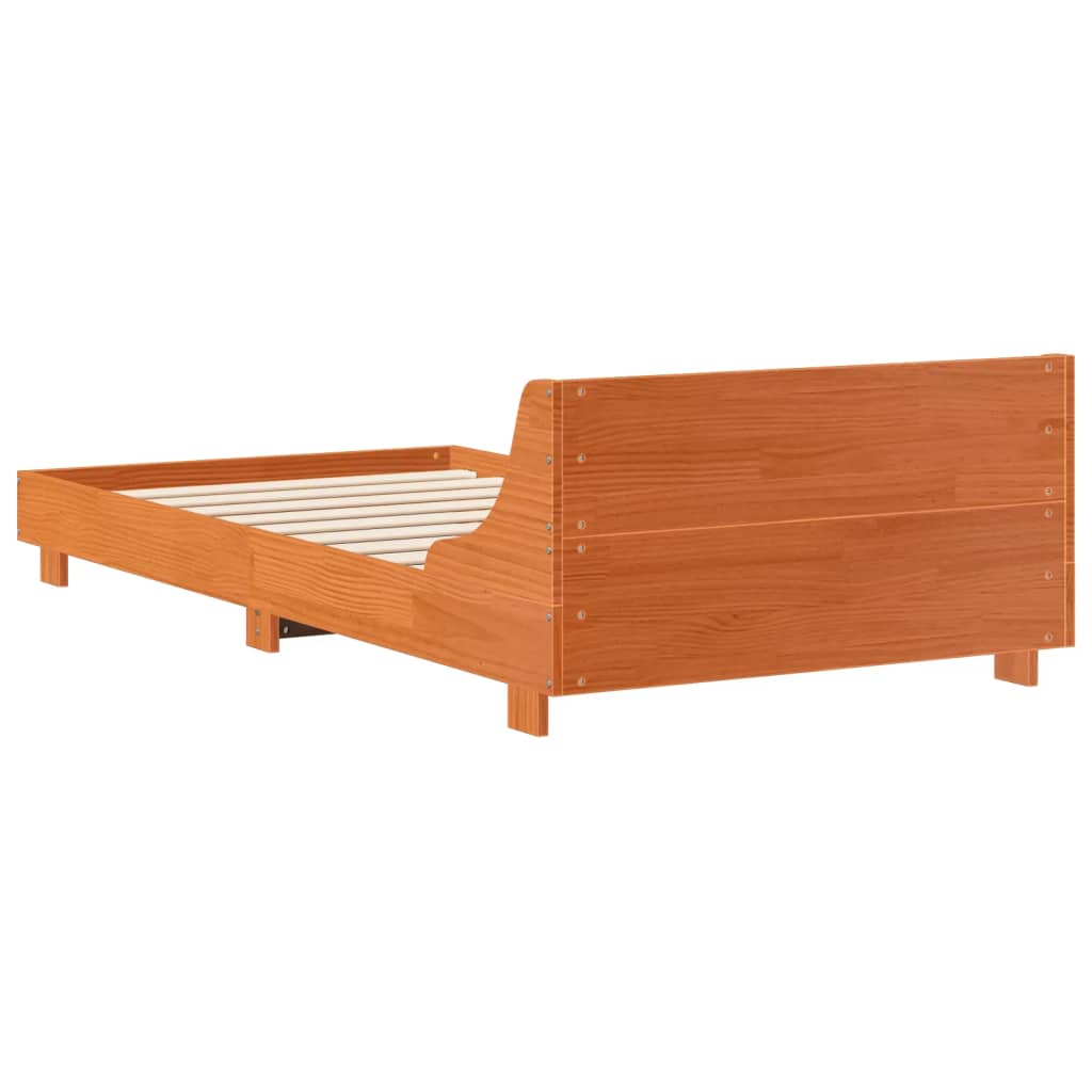 Cadre de lit sans matelas cire marron 90x200 cm bois pin massif - XIOS