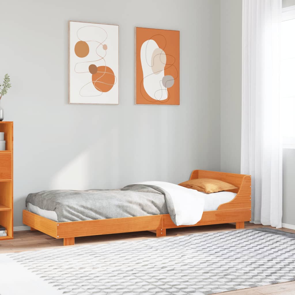 Cadre de lit sans matelas cire marron 90x200 cm bois pin massif - XIOS