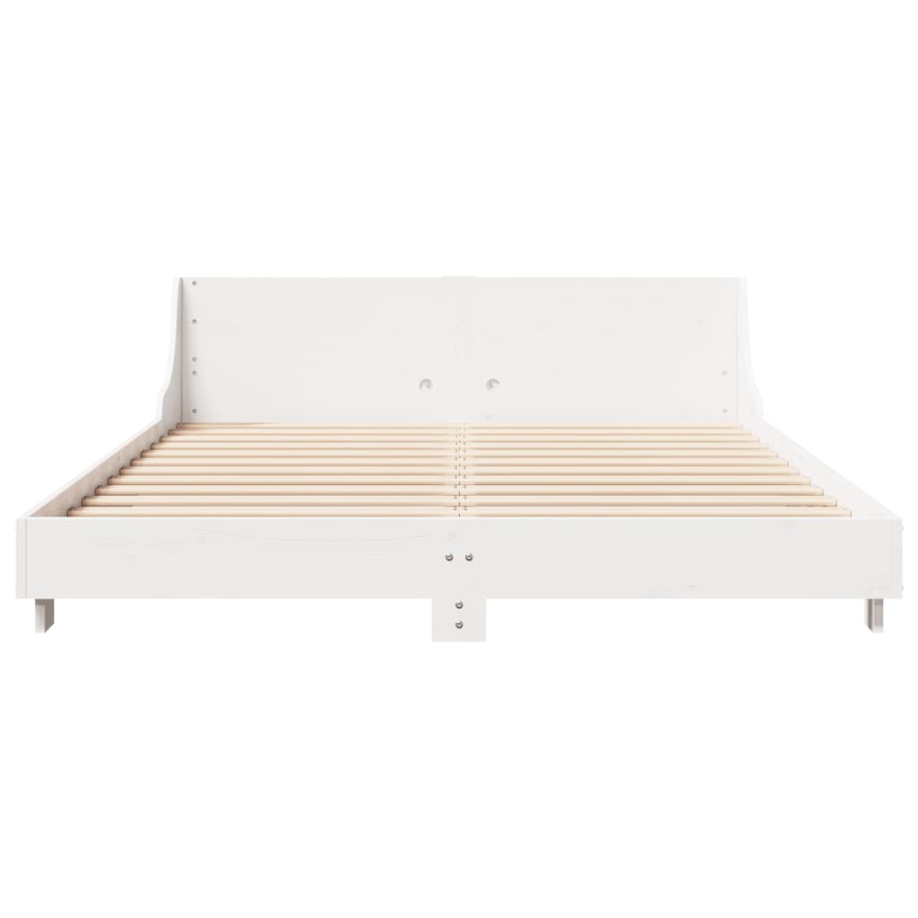 Cadre de lit sans matelas blanc 140x190 cm bois de pin massif - XIOS
