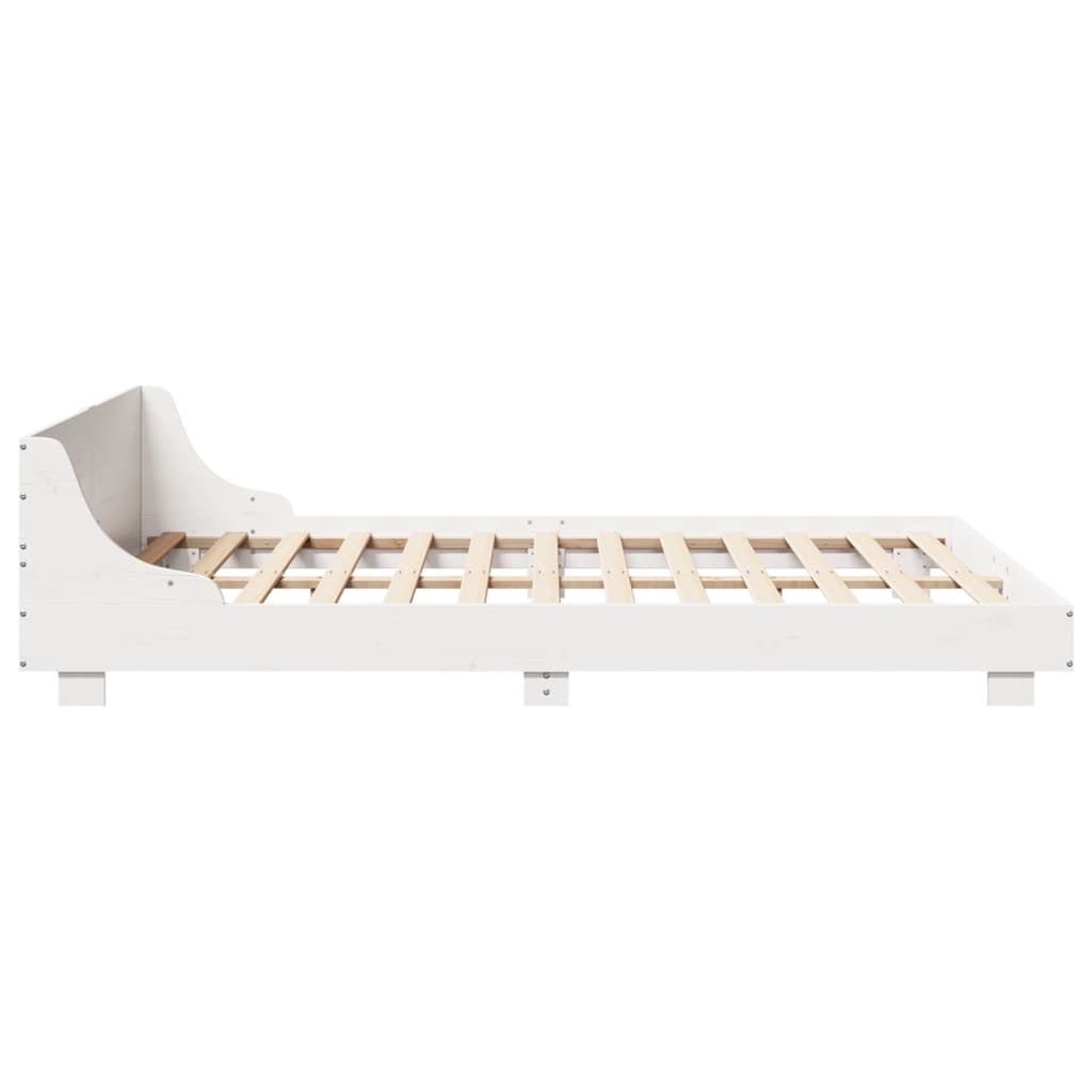 Cadre de lit sans matelas blanc 140x190 cm bois de pin massif - XIOS