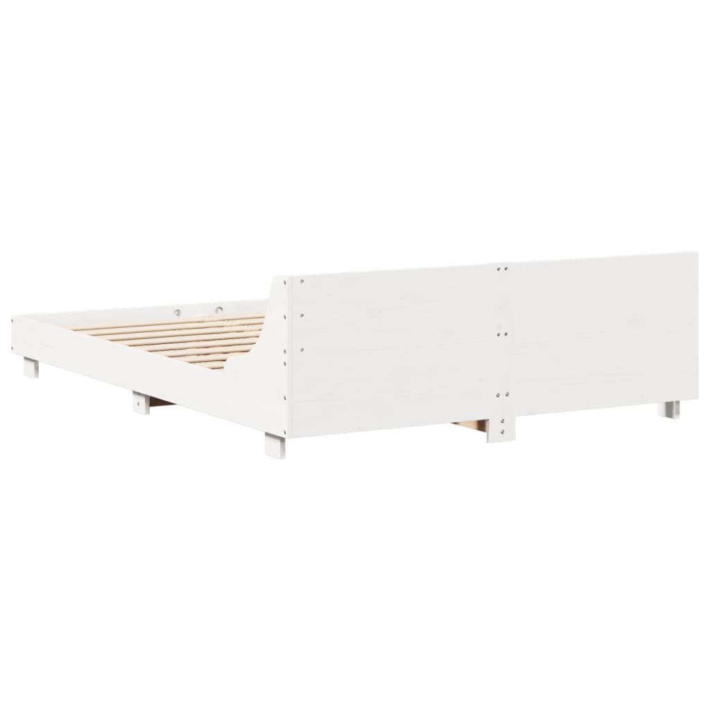 Cadre de lit sans matelas blanc 140x190 cm bois de pin massif - XIOS