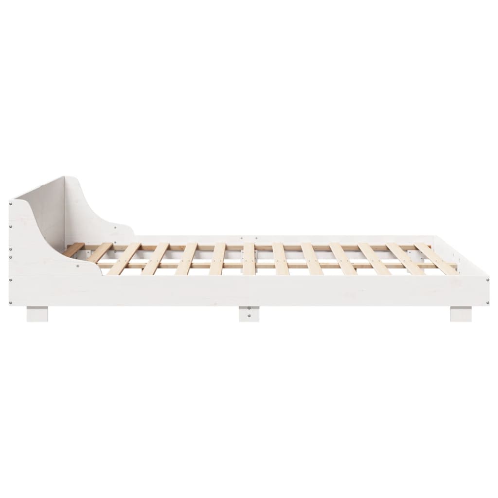 Cadre de lit sans matelas blanc 135x190 cm bois de pin massif - XIOS