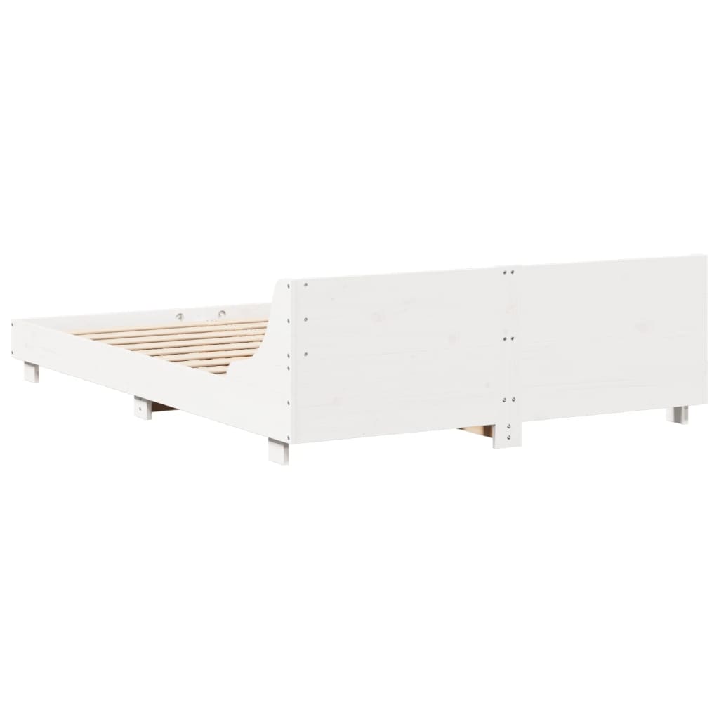 Cadre de lit sans matelas blanc 135x190 cm bois de pin massif - XIOS