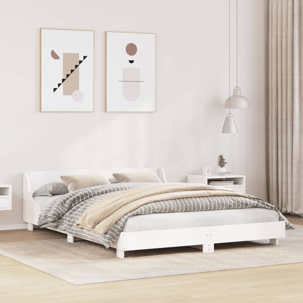 Cadre de lit sans matelas blanc 120x190 cm bois de pin massif - XIOS