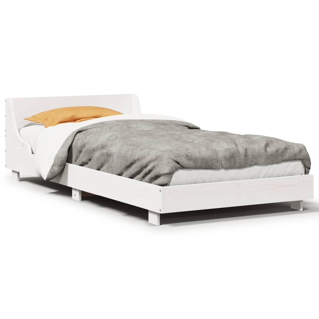 Cadre de lit sans matelas blanc 90x190 cm bois de pin massif - XIOS